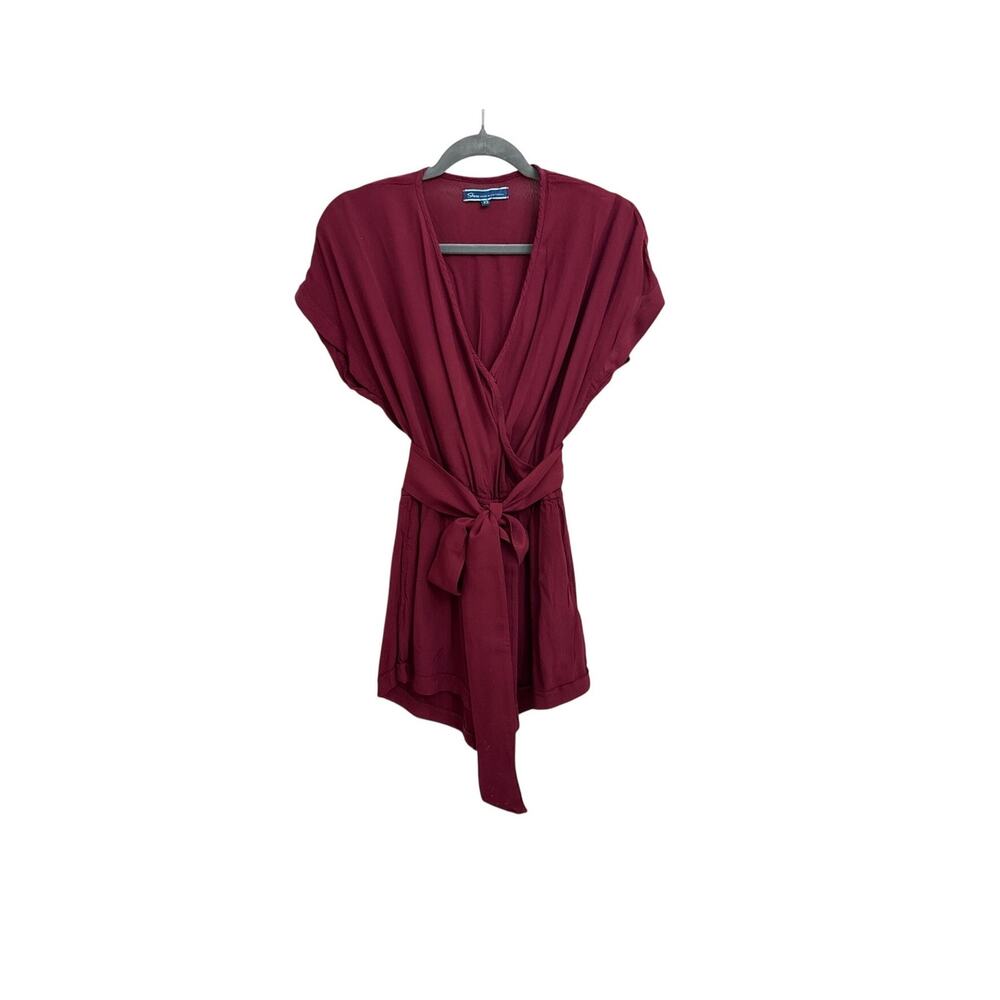 Shore Romper Tie Front Lightweight Flowy Maroon Short Jumpsuit Size XS